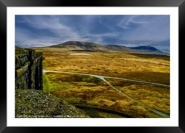 Ingleborough Peak and the Ribblehead Valley Framed Mounted Print by Colin Green