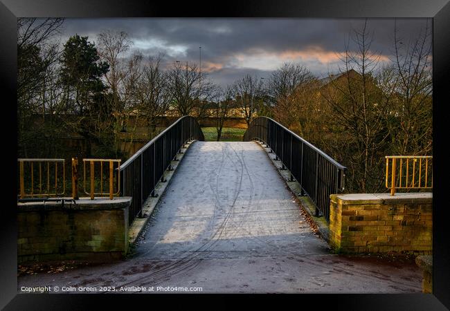 Forsty Footbridge Framed Print by Colin Green