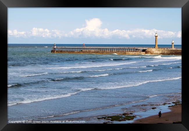 Whitby West Pier Framed Print by Colin Green