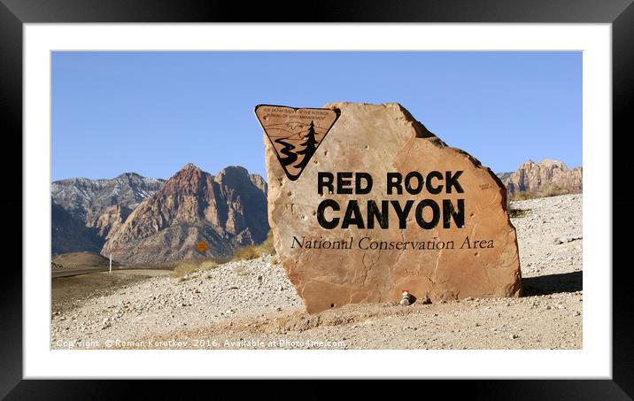 Red rock canyon near Las-Vegas, Nevada Framed Mounted Print by Roman Korotkov