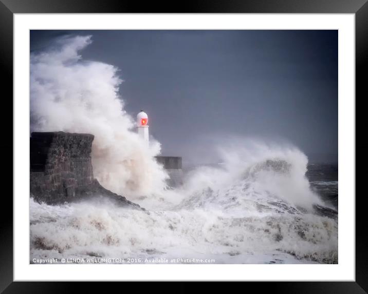 STORM AT PORTHCAWL Framed Mounted Print by LINDA WELLINGTON