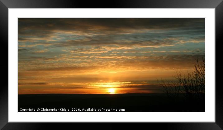 Bingley Sunset Framed Mounted Print by Christopher Kiddle