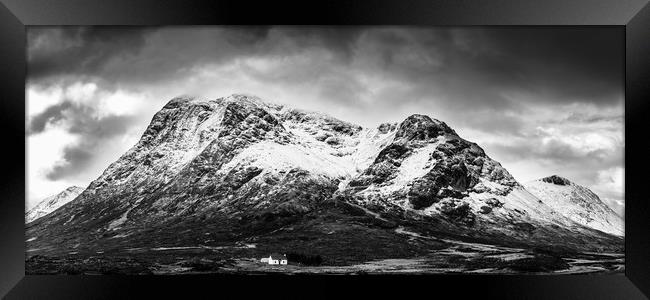 Moody, snowy EtiveMor in Glencoe Framed Print by greg grogan
