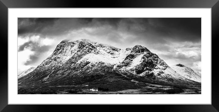 Moody, snowy EtiveMor in Glencoe Framed Mounted Print by greg grogan