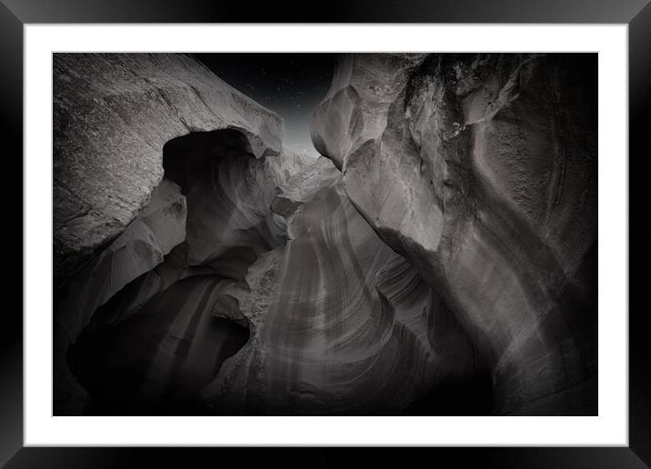 Antelope Canyon rock formation in Arizona during early night  Framed Mounted Print by Thomas Baker