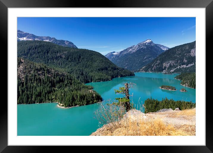 Glacier mountain lake in the north Cascades of Washington State  Framed Mounted Print by Thomas Baker