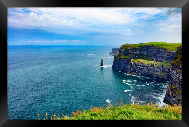Cliffs of Moher in Ireland Europe  Framed Print by Thomas Baker