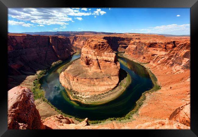 Horseshoe Bend on the Colorado River during summer Framed Print by Thomas Baker