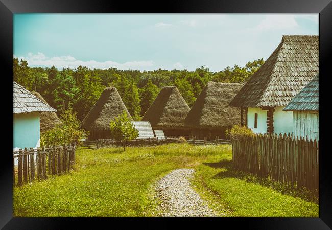 Old Romanian Village View In Romania Framed Print by Radu Bercan