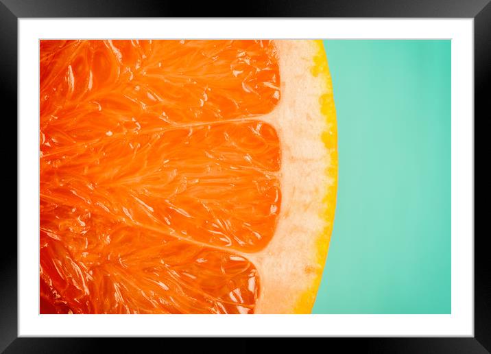 Blood Orange Slice Macro Details Framed Mounted Print by Radu Bercan