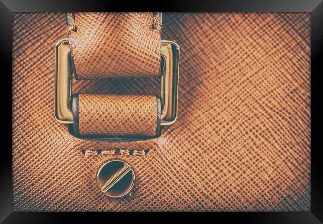 Brown Leather Woman Bag Closeup Framed Print by Radu Bercan