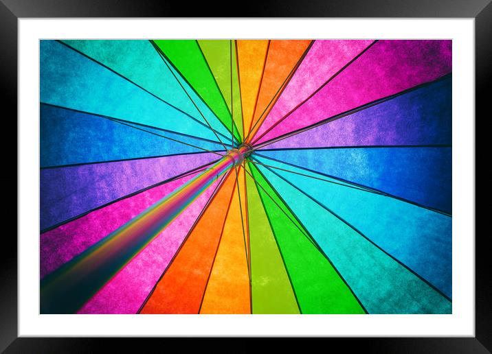 Rainbow Colored Umbrella Abstract Background Framed Mounted Print by Radu Bercan