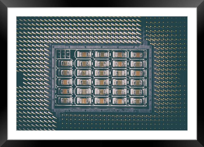 CPU Socket On Computer Motherboard Framed Mounted Print by Radu Bercan