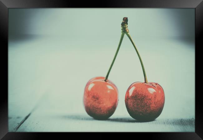 Fresh Red Cherry Fruit Framed Print by Radu Bercan
