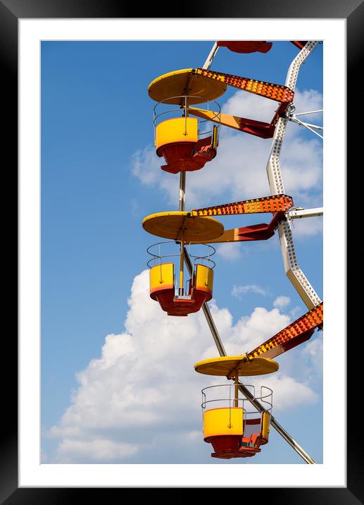 Giant Ferris Wheel In Fun Park On Blue Sky Framed Mounted Print by Radu Bercan