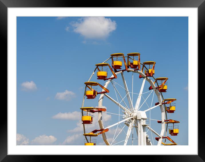 Giant Ferris Wheel In Fun Park On Blue Sky Framed Mounted Print by Radu Bercan