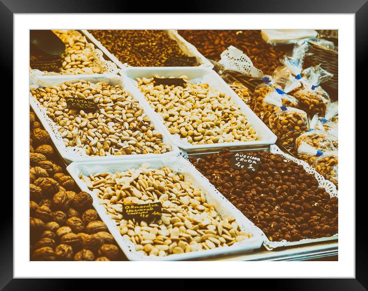 Nuts, Pistachio, Almonds And Peanuts For Sale In F Framed Mounted Print by Radu Bercan