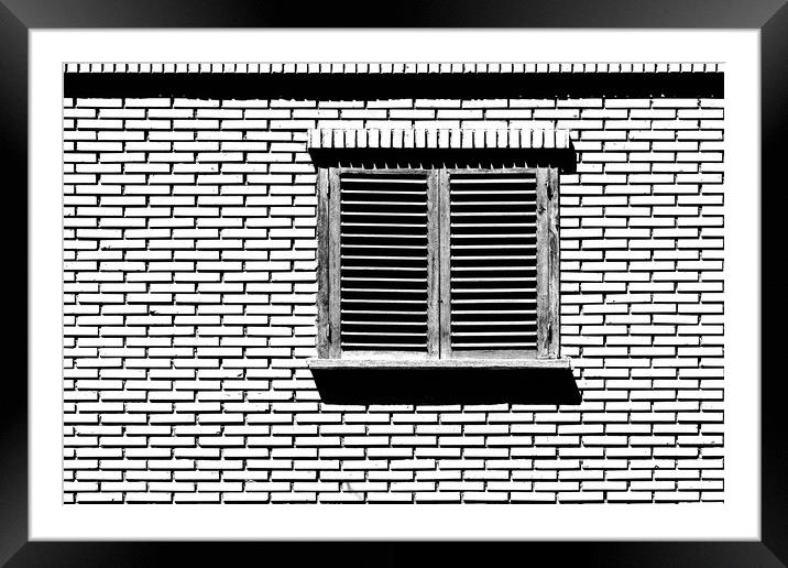 Simple House Window On Red Brick Wall Framed Mounted Print by Radu Bercan