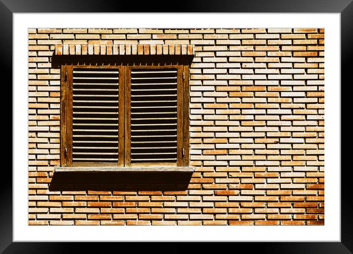 Simple House Window On Red Brick Wall Framed Mounted Print by Radu Bercan