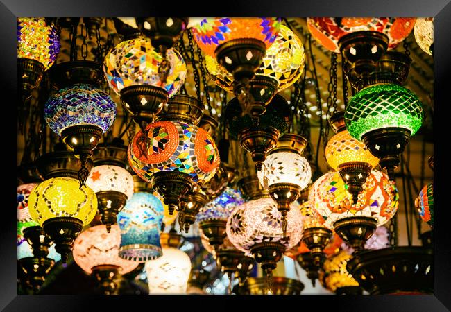 Beautiful Colored Arabian Lamps In Oriental Grand  Framed Print by Radu Bercan