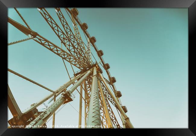 Giant Ferris Wheel In Fun Park On Night Sky Framed Print by Radu Bercan