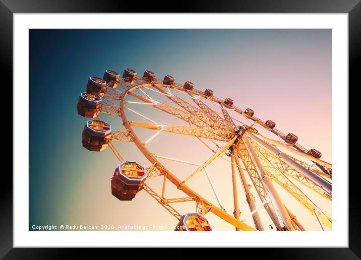 Giant Ferris Wheel In Fun Park On Night Sky Framed Mounted Print by Radu Bercan