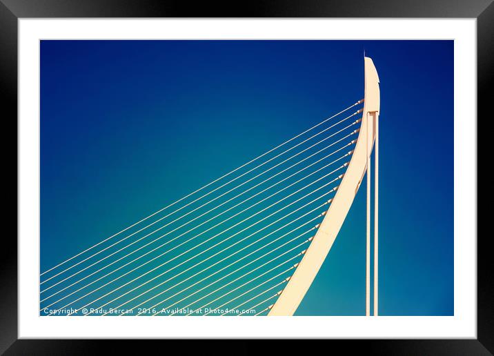 White Abstract Bridge Structure On Blue Sky Framed Mounted Print by Radu Bercan