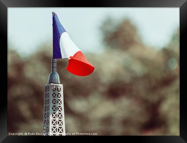 France Flag Close Up On Sunny Day Framed Print by Radu Bercan