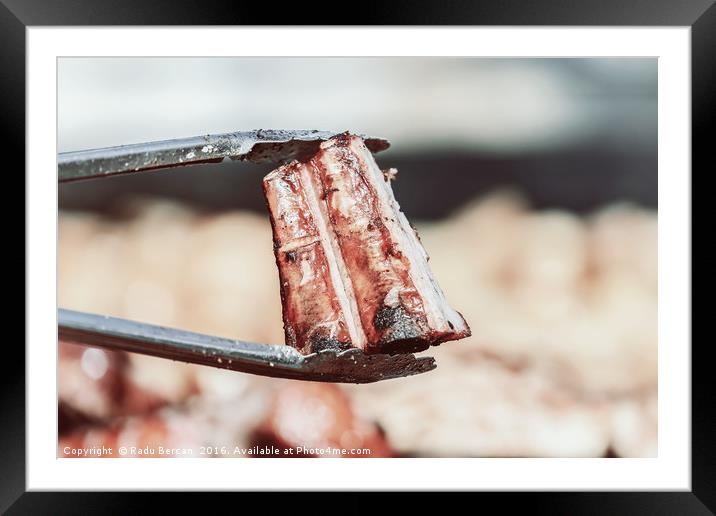 Preparing Steaks On Barbecue Day Framed Mounted Print by Radu Bercan