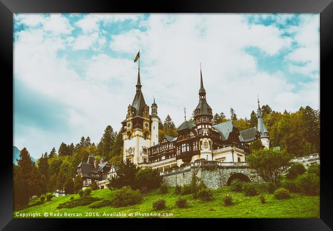 Neo-Renaissance Peles Castle Built In 1873 In Carp Framed Print by Radu Bercan