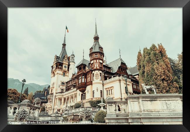 Neo-Renaissance Peles Castle Built In 1873 In Carp Framed Print by Radu Bercan