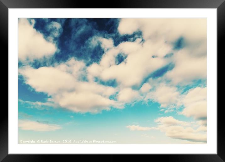 White Soft Clouds On Blue Turquoise Sky Framed Mounted Print by Radu Bercan