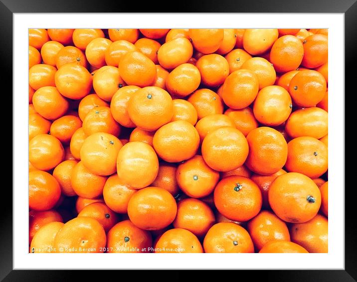 Orange Tangerines In Fruit Market Framed Mounted Print by Radu Bercan