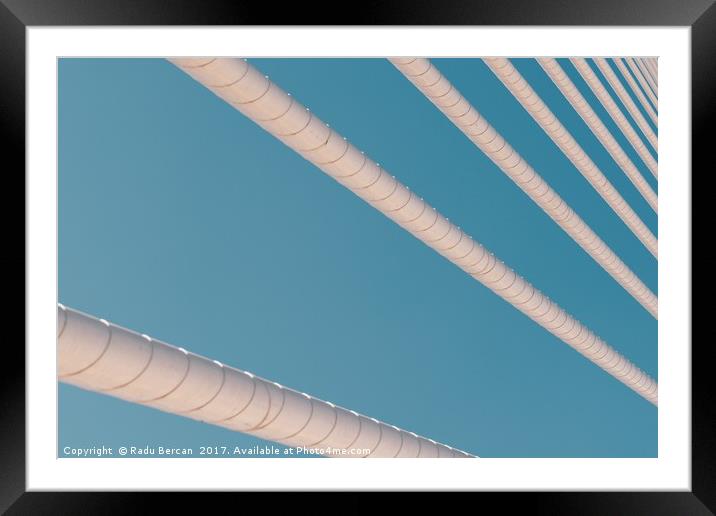 Steel Bridge Cables On Blue Sky Framed Mounted Print by Radu Bercan
