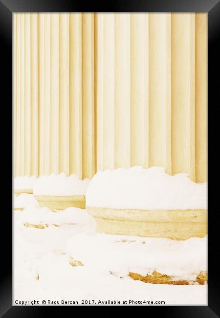 Composite Greek Style Columns In Winter Framed Print by Radu Bercan