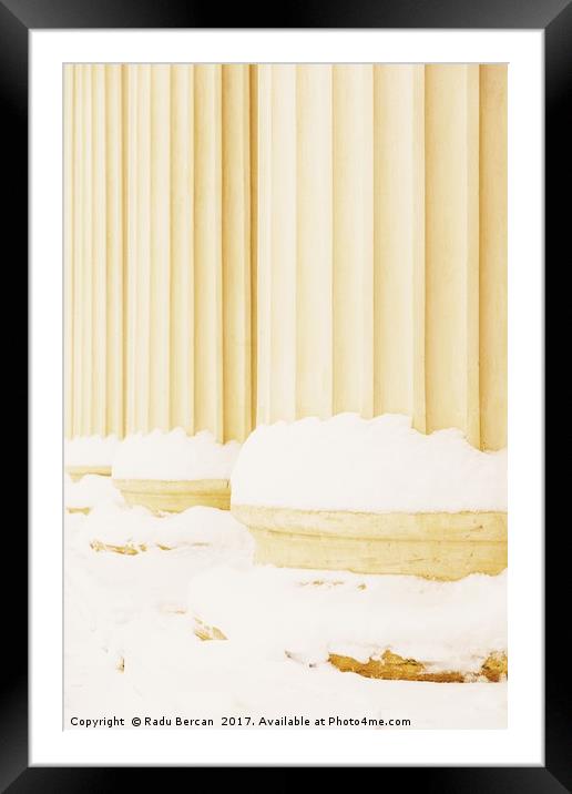 Composite Greek Style Columns In Winter Framed Mounted Print by Radu Bercan