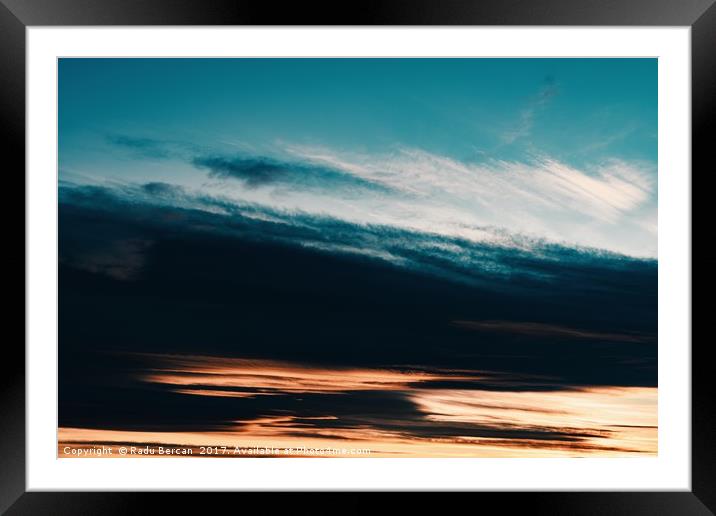 Beautiful Orange And Blue Summer Sunset Sky Framed Mounted Print by Radu Bercan