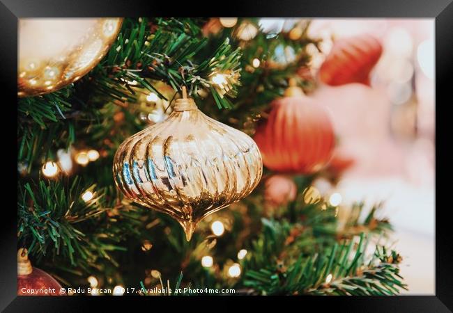 Colorful Christmas Tree Baubles Closeup Framed Print by Radu Bercan