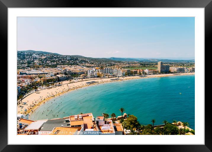 Aerial Panoramic View Of Peniscola City In Spain Framed Mounted Print by Radu Bercan