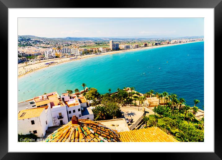 Aerial Panoramic View Of Peniscola City In Spain Framed Mounted Print by Radu Bercan