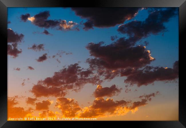 Beautiful Blue And Orange Tranquil Summer Sunset B Framed Print by Radu Bercan