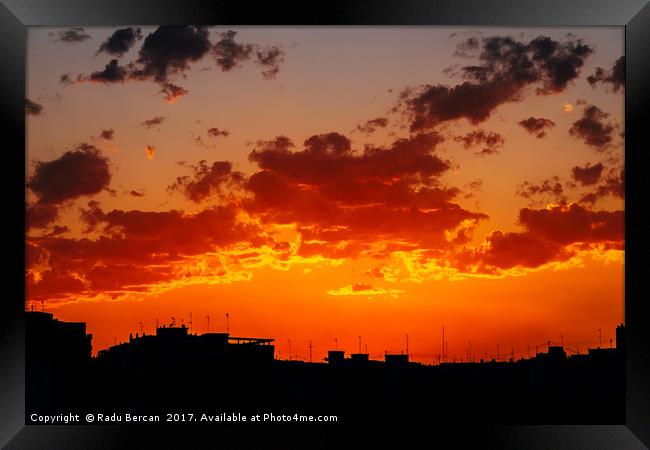 Beautiful Summer Sunset Over Valencia City Skyline Framed Print by Radu Bercan