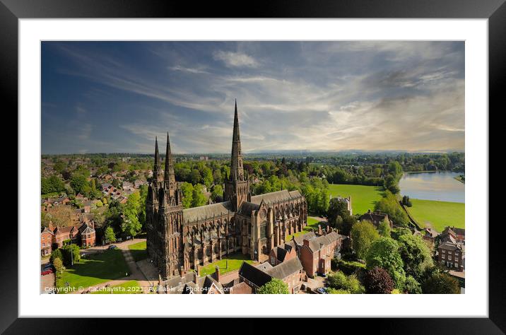 Lichfield Cathedral Aerial View Framed Mounted Print by Catchavista 