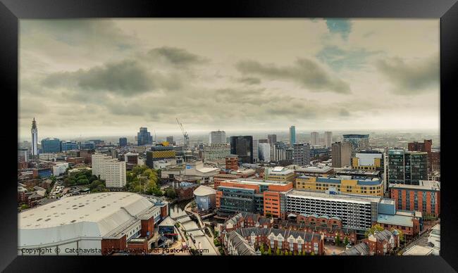 Birmingham's Skyline: Aerial Panoramic View Framed Print by Catchavista 