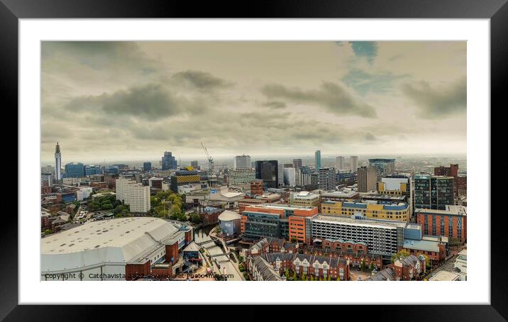 Birmingham's Skyline: Aerial Panoramic View Framed Mounted Print by Catchavista 