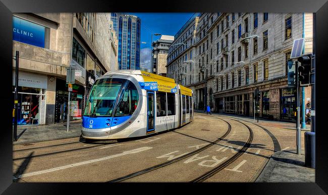 'Birmingham's Electric Pulse: Ubos 3 Tram' Framed Print by Catchavista 