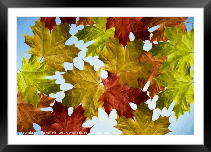 Autumn Leaves Brite Framed Mounted Print by Catchavista 