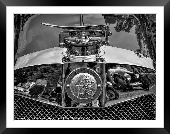 Lea Francis Radiator Cap - Monochrome Framed Mounted Print by Catchavista 