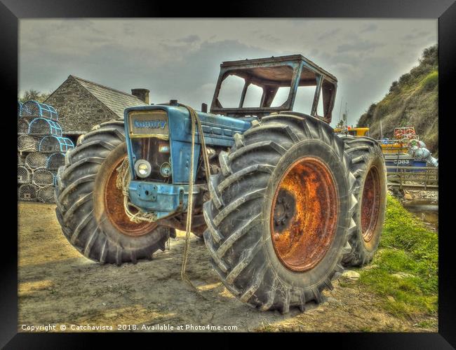 Porth Meudwy Tractor Framed Print by Catchavista 