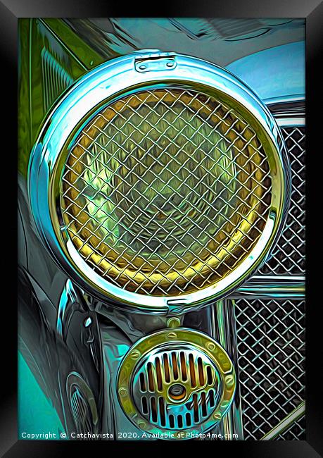 Glistening Heritage: Vintage Car Spotlight Framed Print by Catchavista 